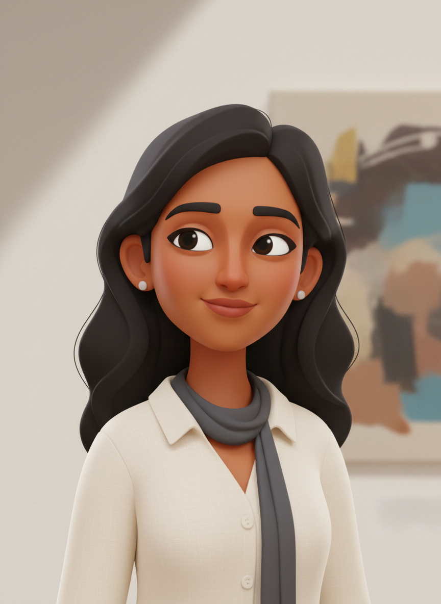 Meera, an AI character in the Miss Lily app.